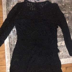 Black lace ruffle dress